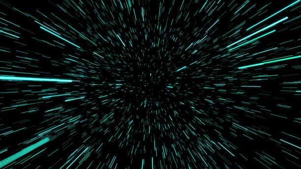 istock Abstract of warp or hyperspace motion in blue star trail. Exploding and expanding movement. Illustration 690525592