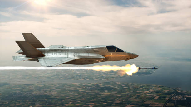 istock The fighter in the sky launches a rocket 690525752