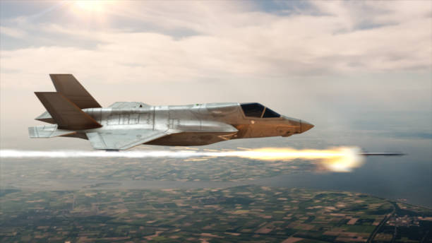 istock The fighter in the sky launches a rocket 690525754