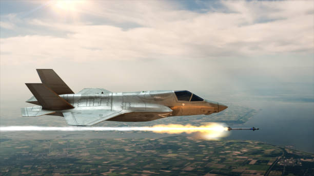 istock The fighter in the sky launches a rocket 690525758