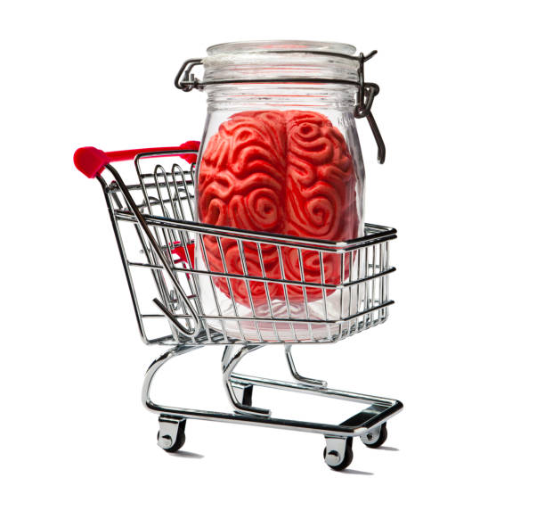 Shopping Cart with Brain insida a Jar Shopping Cart with Brain insida a Jar brain jar stock pictures, royalty-free photos & images