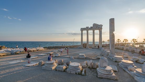 Antalya, Turkey - May 25, 2017: Tourists Visiting Apollo Temple