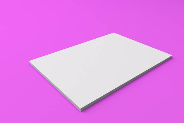 istock Blank white closed brochure mock-up on violet background 690532118