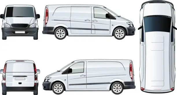 Vector illustration of Vector van template isolated on white