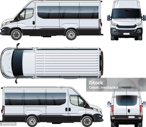 Van Rear Windows Vector Vector Van Template Isolated On White Stock Illustration - Download ...