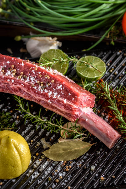 istock Raw Large Short Ribs with salt and spices top view 690542858