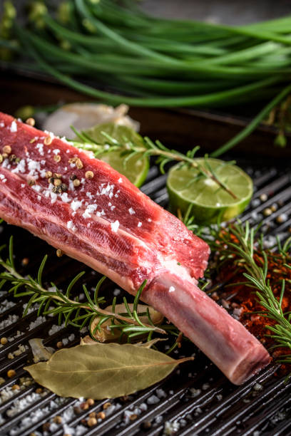 istock Raw Large Short Ribs with salt and spices top view 690545058