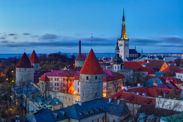 istock View of the old town on sunset. Tallinn 690548006