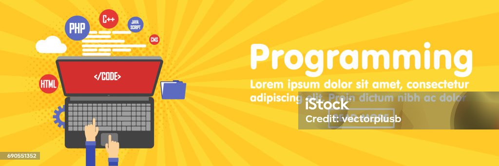 Programming And Coding Website Development Banner Template Stock ...