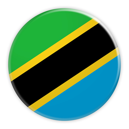 Tanzania Flag Button, News Concept Badge, 3d illustration on white background