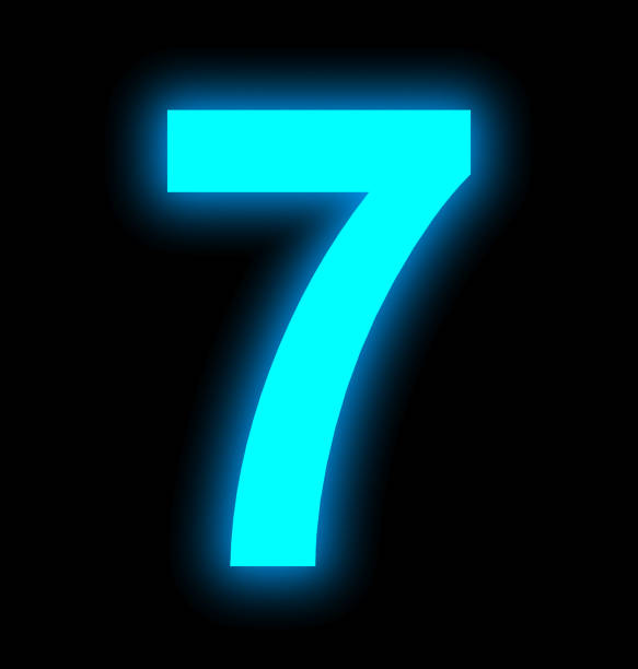 istock number 7 neon light full isolated on black 690558650