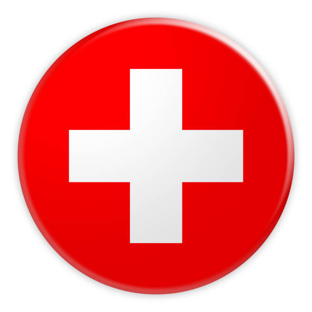 istock Switzerland Flag Button, News Concept Badge, 3d illustration on white background 690560948