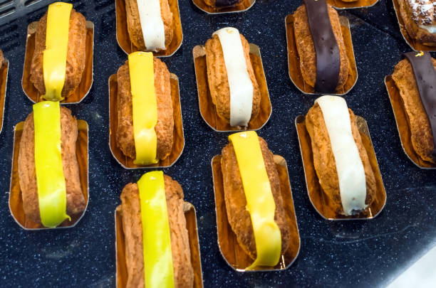 istock Cakes from air dough with custard. 690564086