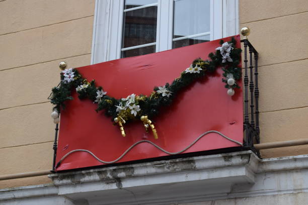 istock Balconies decorated for Christmas. 690569592