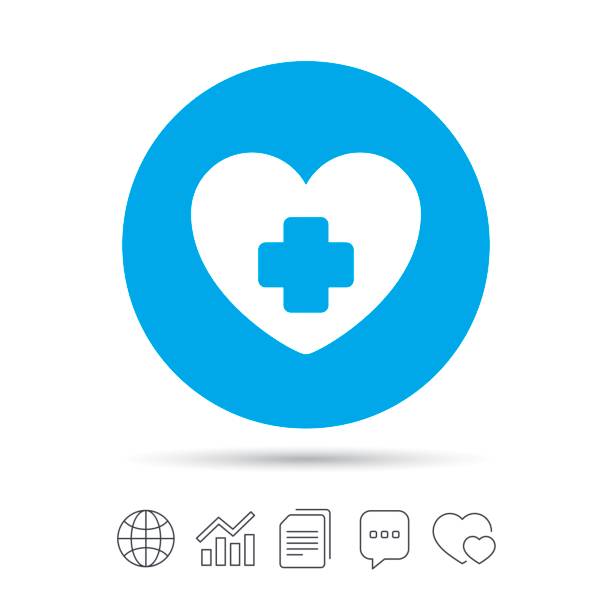 ikona znaku serca medycznego. symbol krzyża. - religious icon interface icons globe symbol stock illustrations