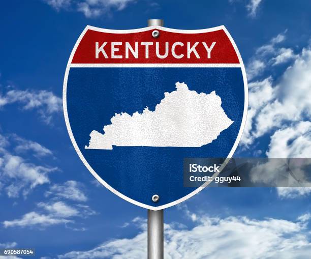 Kentucky State Map Stock Photo - Download Image Now - Kentucky, Sign, District