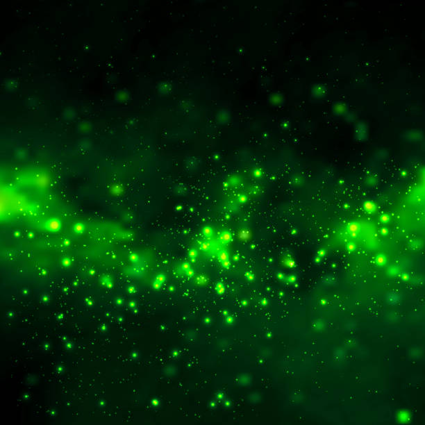 istock Colored green galaxy clouds with stars and nebula. Stars in night sky background 690594028