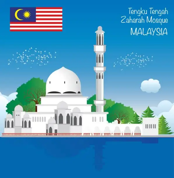 Vector illustration of Tengku Tengah Zaharah Mosque