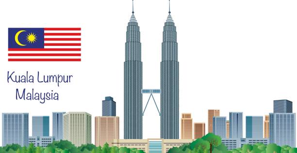 Kuala Lumpur Skyline Vector Kuala Lumpur Skyline twin towers malaysia stock illustrations