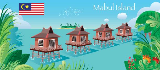 остров мабул - sipadan island illustrations stock illustrations