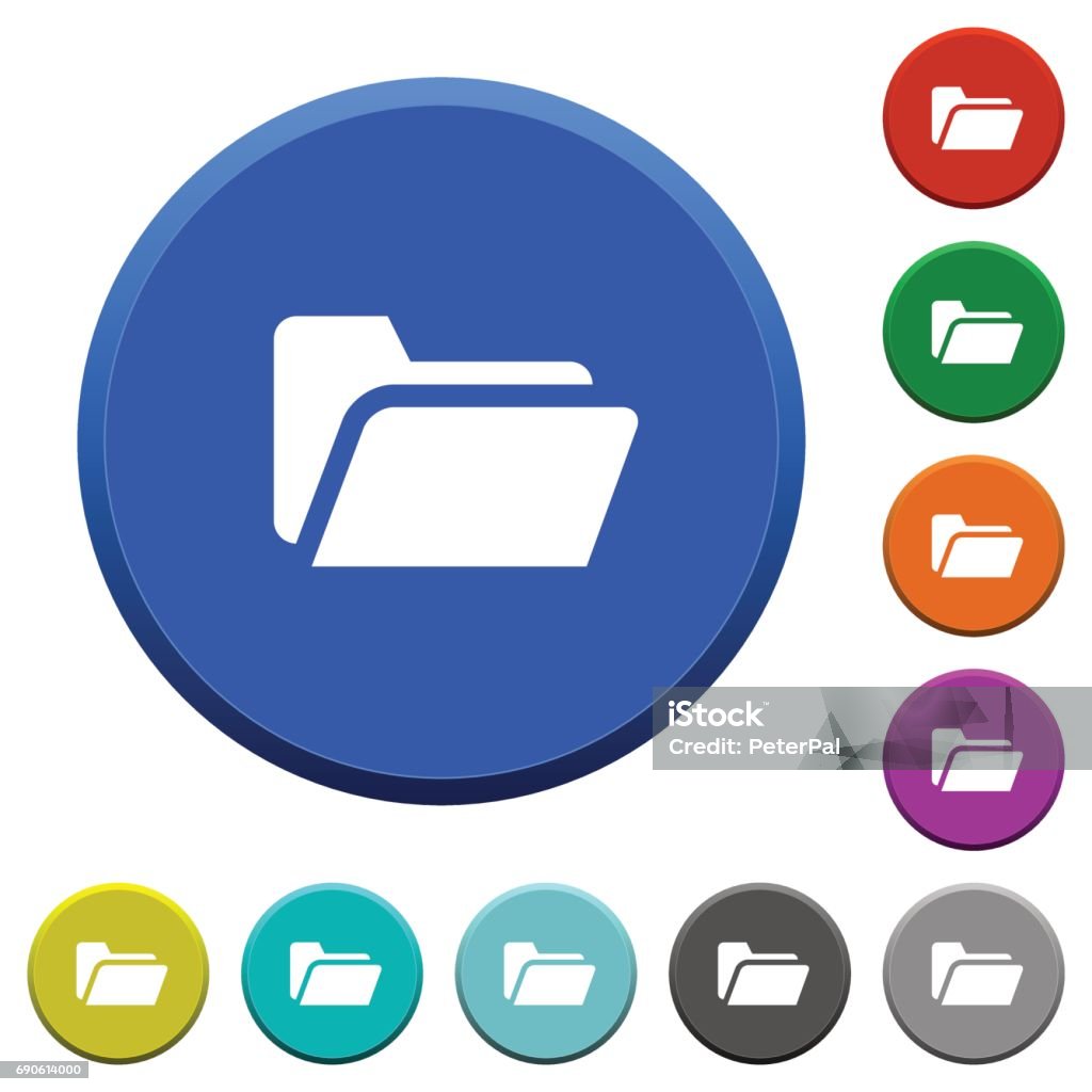 Open Folder Button Icon Folder Open Beveled Buttons Stock Illustration - Download Image Now ...