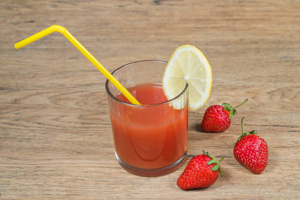 istock Strawberry juice on the table 690617706