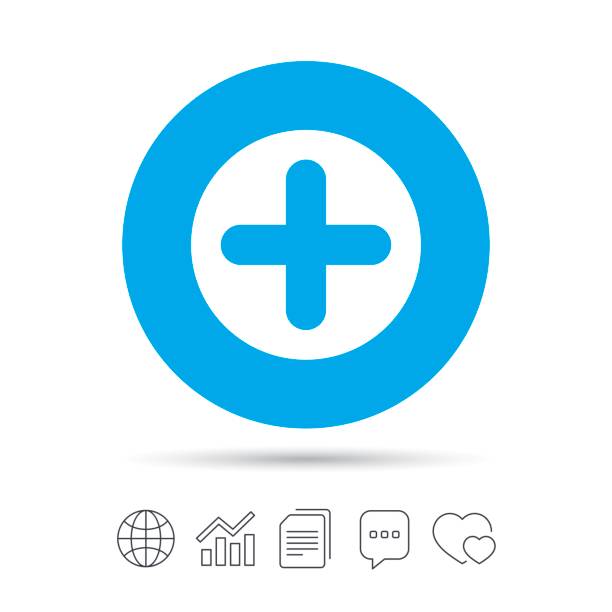 ikona znaku plus. symbol dodatni. - religious icon interface icons globe symbol stock illustrations
