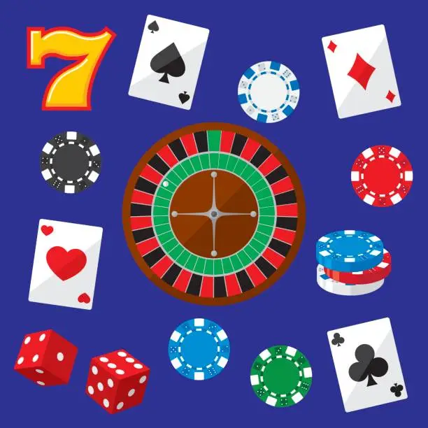Vector illustration of Gambling Items Flat
