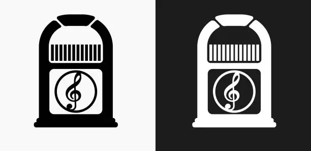 Vector illustration of Jukebox Icon on Black and White Vector Backgrounds