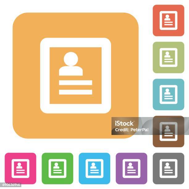 User Profile Rounded Square Flat Icons Stock Illustration - Download Image Now - Applying, Avatar, Bent