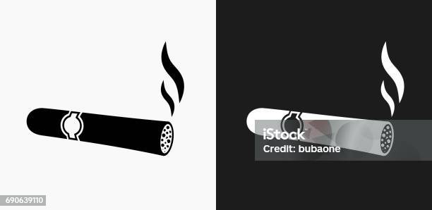Cigar Icon On Black And White Vector Backgrounds Stock Illustration - Download Image Now - Cigar, Icon Symbol, Clip Art