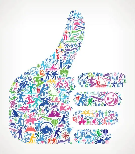 Vector illustration of Thumbs Up Active Lifestyle Vector Icon Pattern