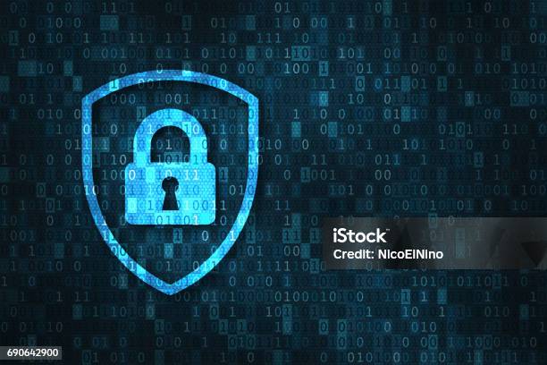 Cybersecurity And Data Privacy Protection Concept Lock Binary Digits Background Stock Photo - Download Image Now