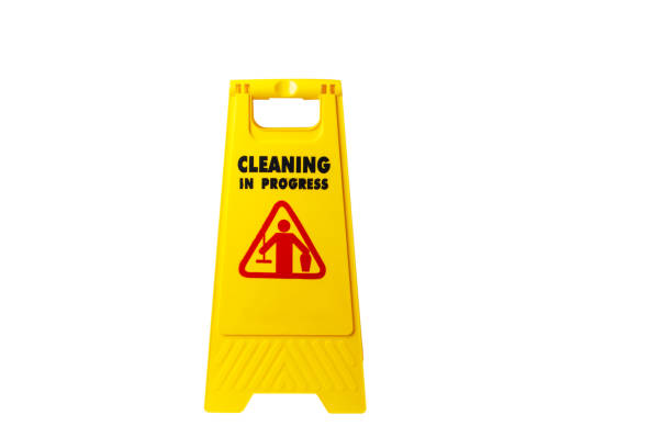 istock Janitorial cleaning in progress sign isolated 690648090