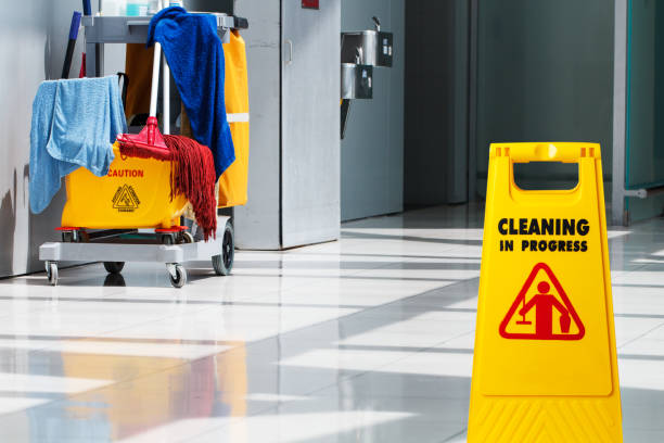 istock Janitorial and mop bucket on cleaning 690648264