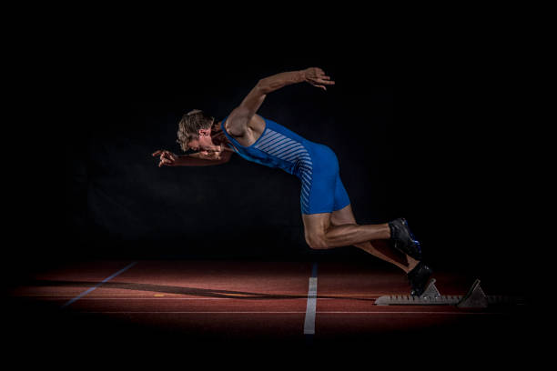 istock Side view of runner at the starting line 690648818
