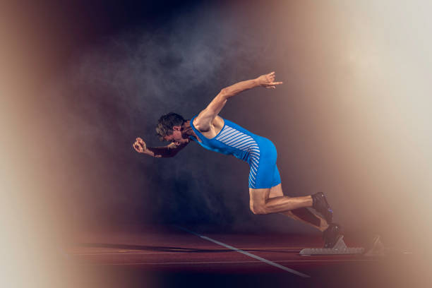 istock Side view of runner at the starting line 690651216