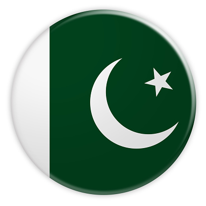 Pakistan Flag Button, News Concept Badge, 3d illustration on white background