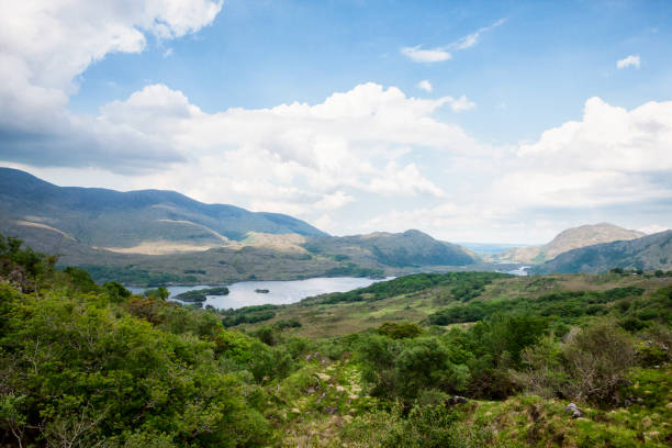 vista de senhoras sobre o anel de kerry, irlanda - upper view - fotografias e filmes do acervo