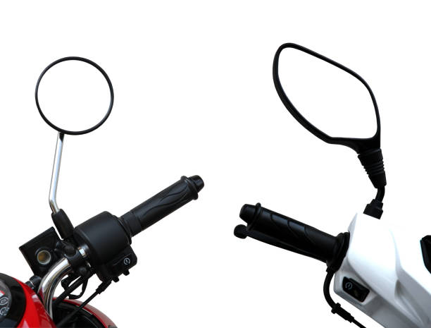istock Side View mirror and handle of motorcycle isolated on white background and have clipping paths. 690672532