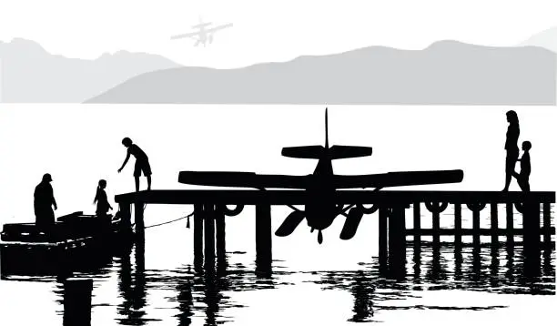 Vector illustration of Water Plane Dock