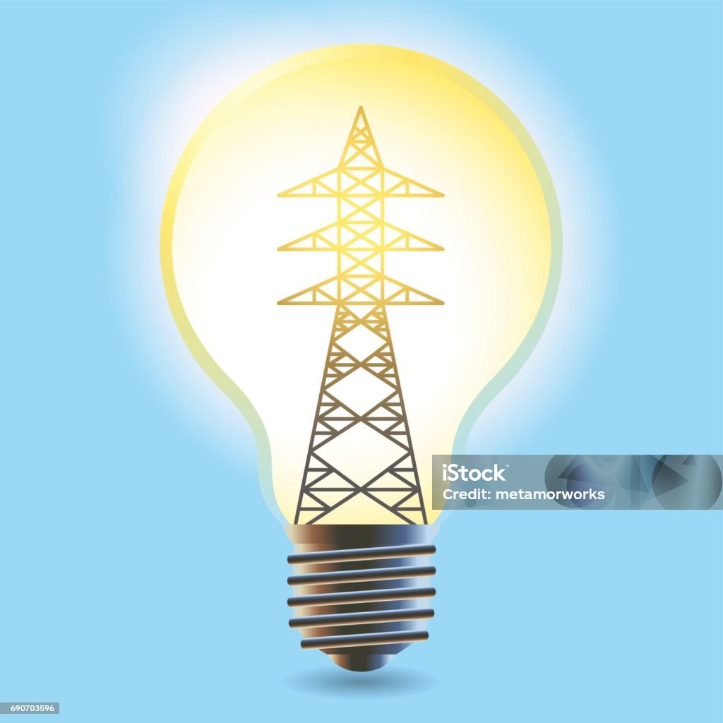Ilustración de Concepto De Energía Eléctrica Torre De Transmisión De Energía  En El Bulbo De Luz Eléctrica Ilustración Vectorial y más Vectores Libres de  Derechos de Red eléctrica inteligente - iStock