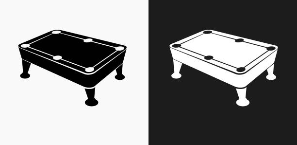 Pool Table Icon on Black and White Vector Backgrounds Pool Table Icon on Black and White Vector Backgrounds. This vector illustration includes two variations of the icon one in black on a light background on the left and another version in white on a dark background positioned on the right. The vector icon is simple yet elegant and can be used in a variety of ways including website or mobile application icon. This royalty free image is 100% vector based and all design elements can be scaled to any size. pool table clip art stock illustrations
