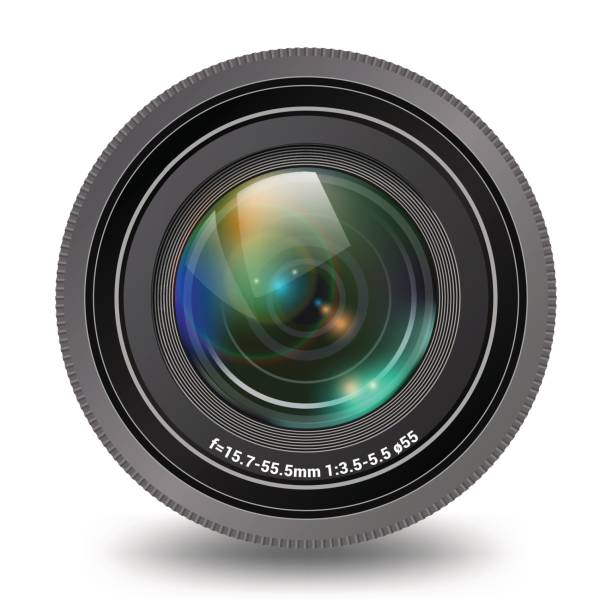 istock Camera lens isolated front view realistic vector illustration. Photo and video cameras accessory and equipment collection. 690720116