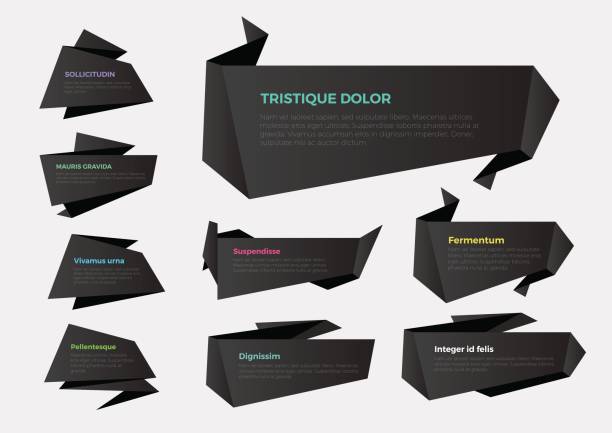 набор шаблонов векторных этикеток black 9 origami paper labels. инфографика фоновая концепция. - 7677 stock illustrations