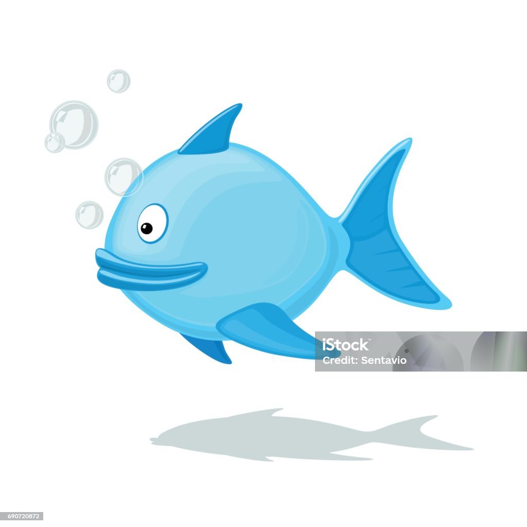 Funny Cartoon Fish With Air Bubbles Isolated On White Background Vector  Illustration Underwater Zoo Concept Stock Illustration - Download Image Now  - iStock