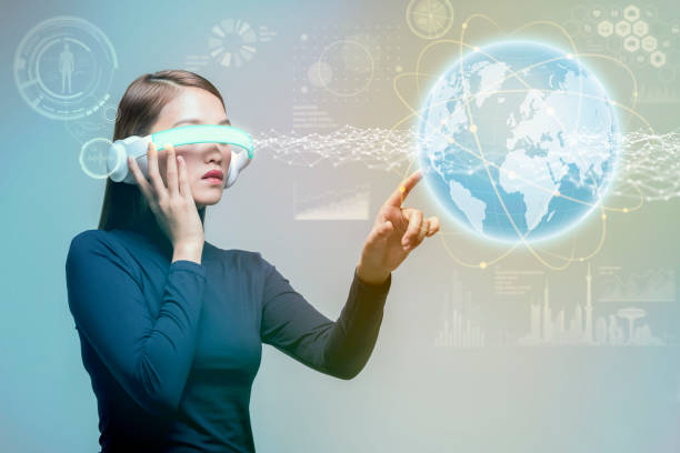 istock futuristic woman wearing head mount display 690721726