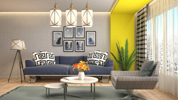 istock Interior living room. 3d illustration 690724194