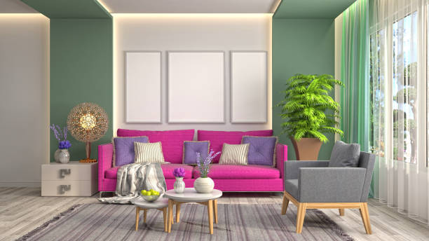istock mock up poster frame in interior background. 3D Illustration 690724428