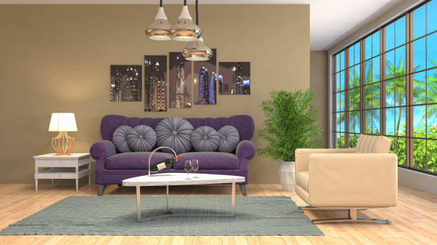 istock Interior living room. 3d illustration 690724470